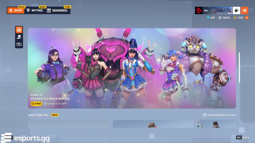 The DokiWatch Mega Bundle includes skins for Mei and Orisa (Screenshot via esports.gg)