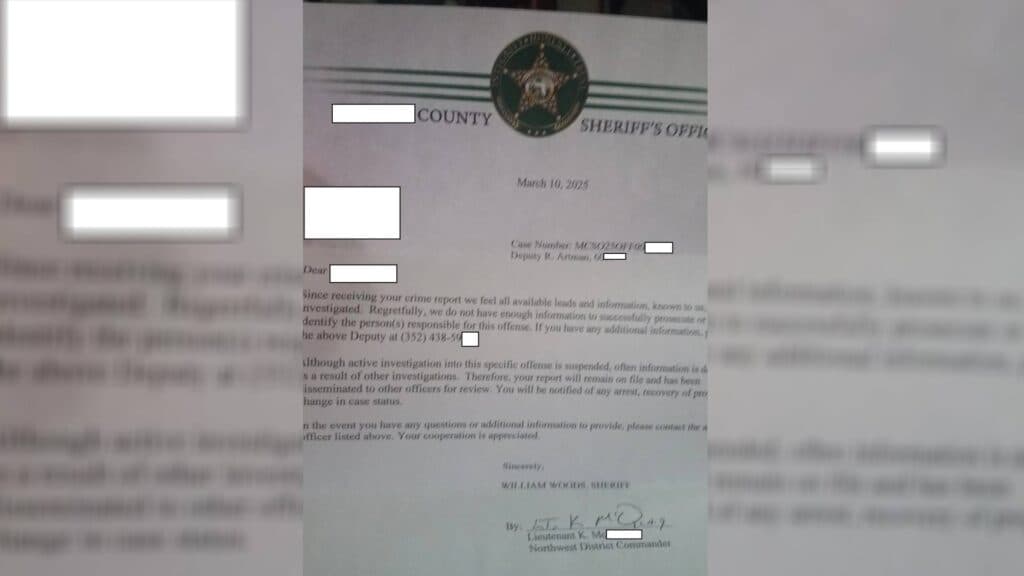 County Sheriff's letter regarding the incident. (Image via LolaInSlacks88 on Reddit)