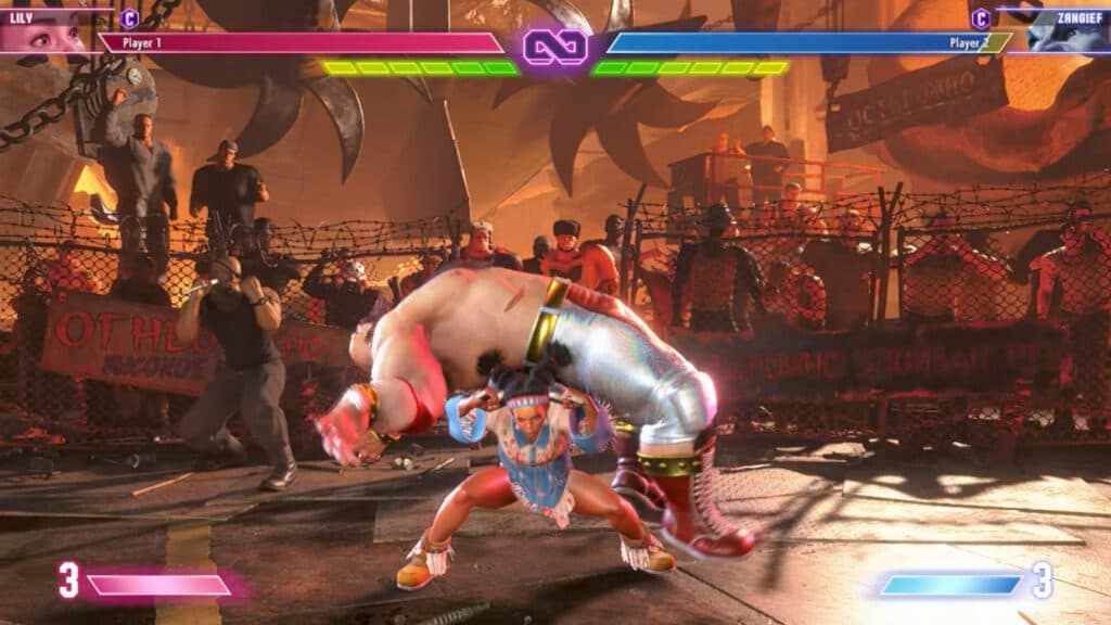 Lily’s back throw against Zangief (image via esports.gg)