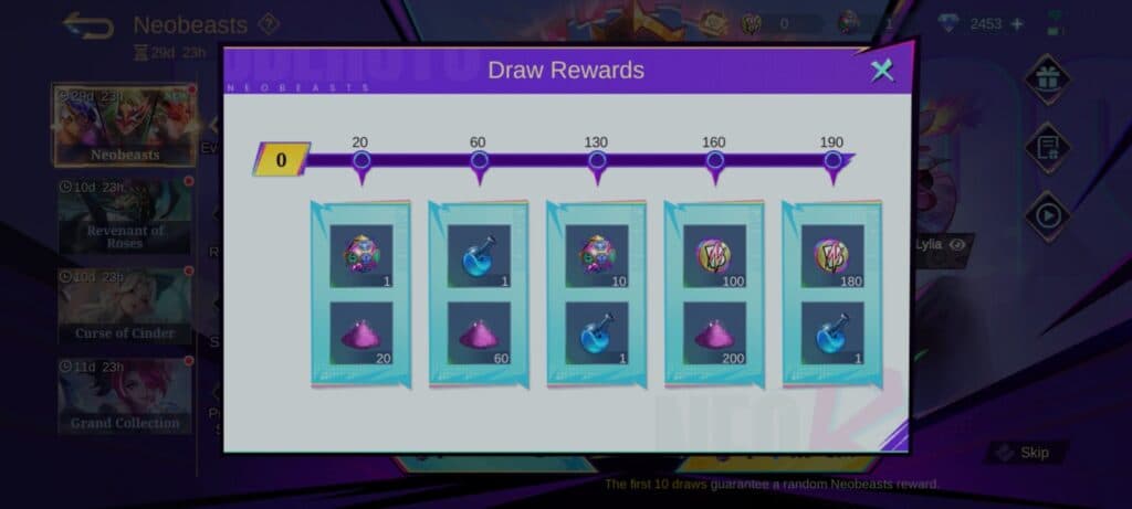 Don't forget to claim your free draw token in the Draw Rewards section. (Screenshot via esports.gg)