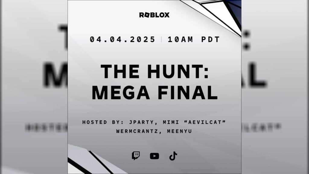 The Hunt: Mega Final's schedule. (Image via Roblox on X)