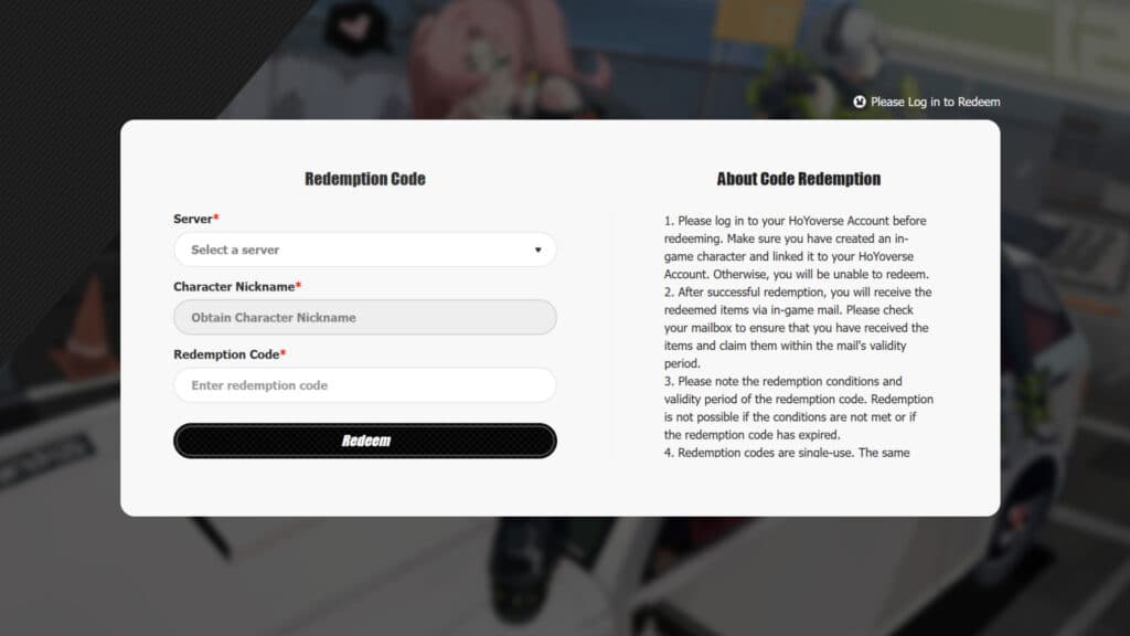 How to redeem ZZZ codes on the dedicated website for it (Image via miHoYo)
