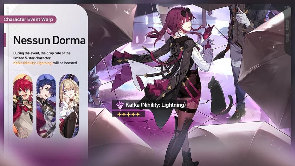 Kafka's release banner in HSR version 1.2. (Image via HoYoverse)