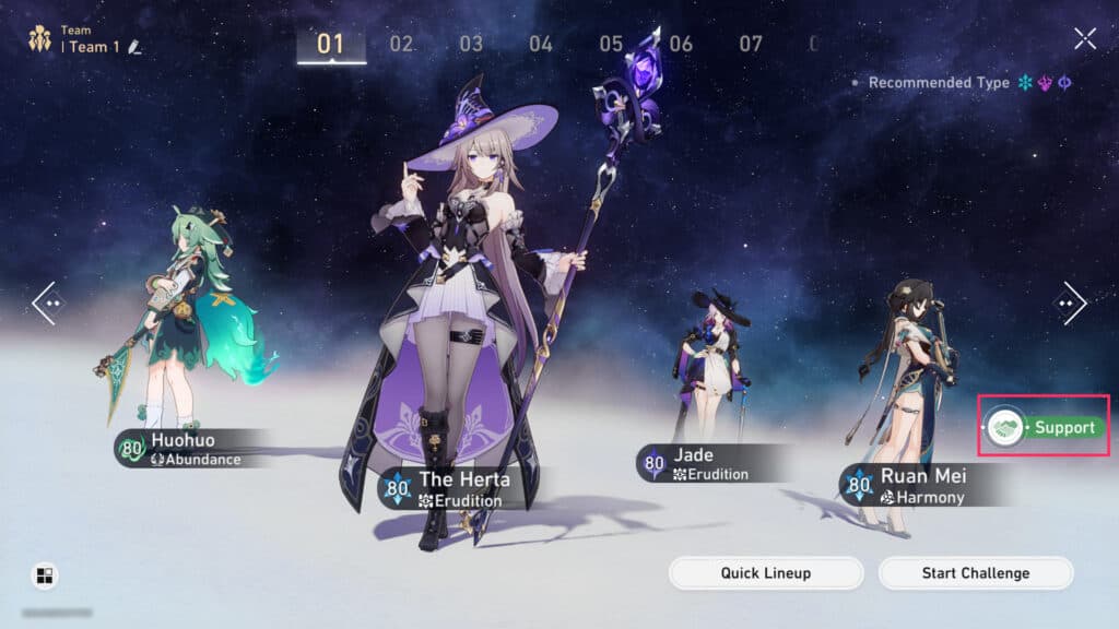 The Support button in Honkai Star Rail (Image via esports.gg)