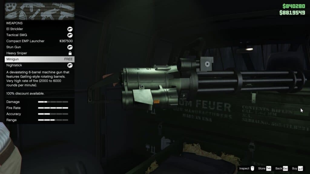 GTA Online Gun Van weekly stock for May 22 - May 29, 2025. (Screenshot via esports.gg)