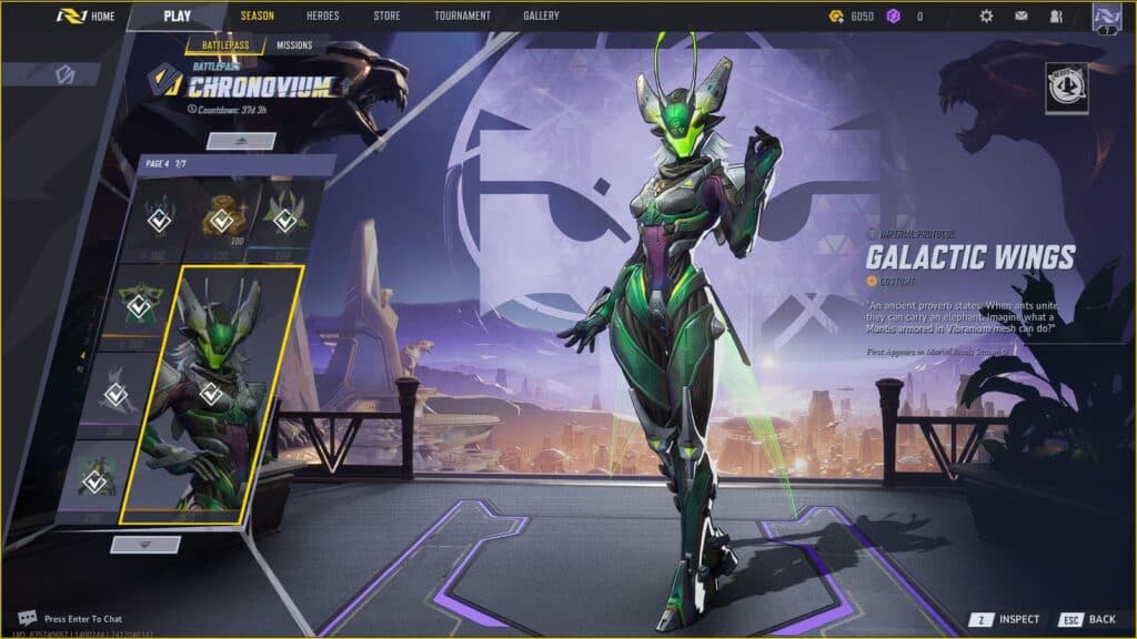 The Galactic Wings Mantis costume (Screenshot via esports.gg)