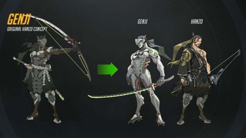 Genji and Hanzo's original concept art (Image via Blizzard Entertainment)