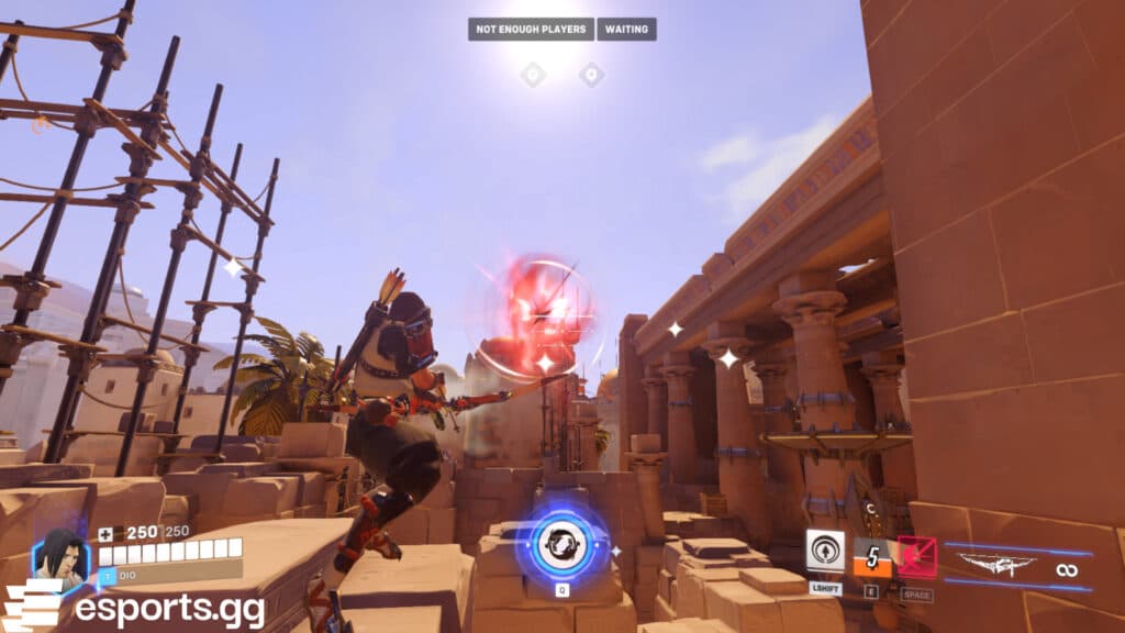 Hanzo using Hawkeye's Hypersonic Arrow in Overwatch 2 (Screenshot via esports.gg)