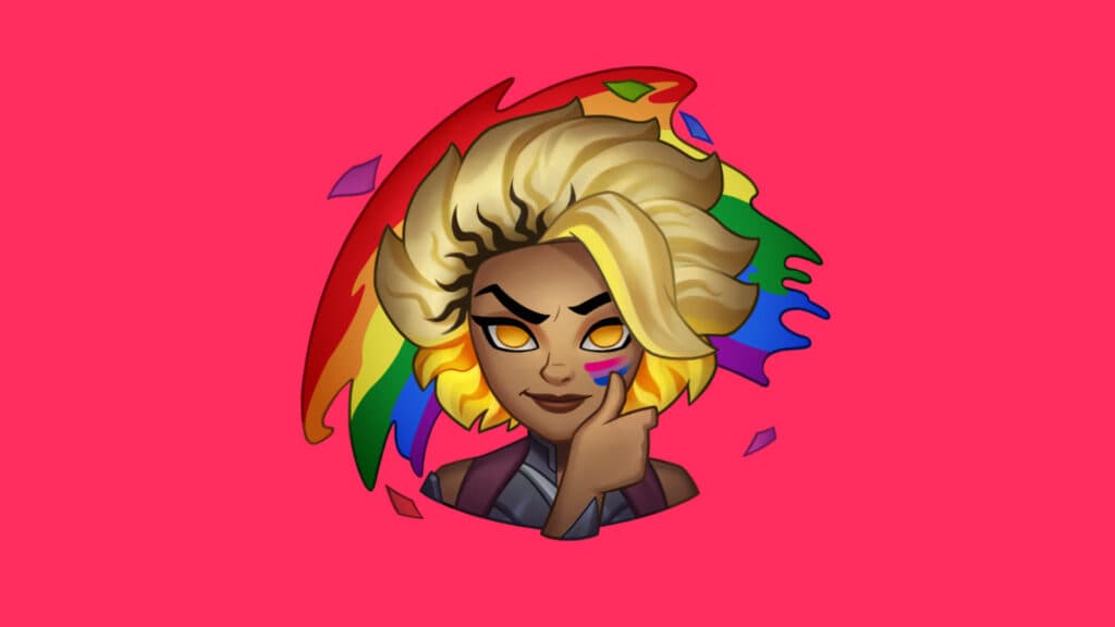 The Rell Rainbow Warpaint emote in League of Legends (Image via Riot Games)