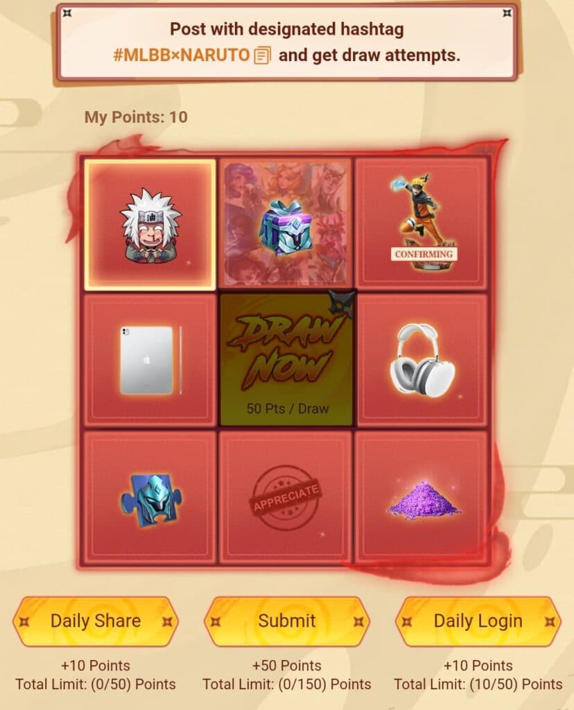 The MLBB Jiraiya emote is one of the rewards in the event (Screenshot via esports.gg)