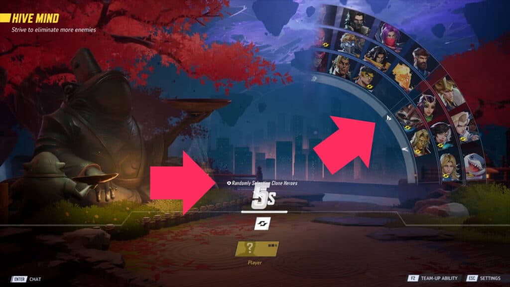Hero selection is random in this game mode (Screenshot via esports.gg)