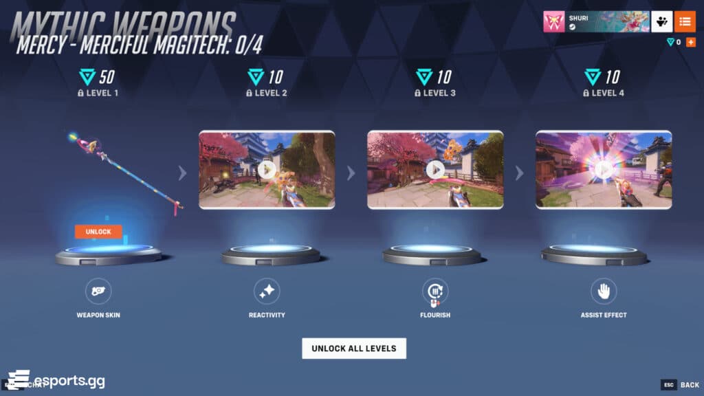 Mythic Merciful Magitech Mercy weapon skin (Screenshot via esports.gg)