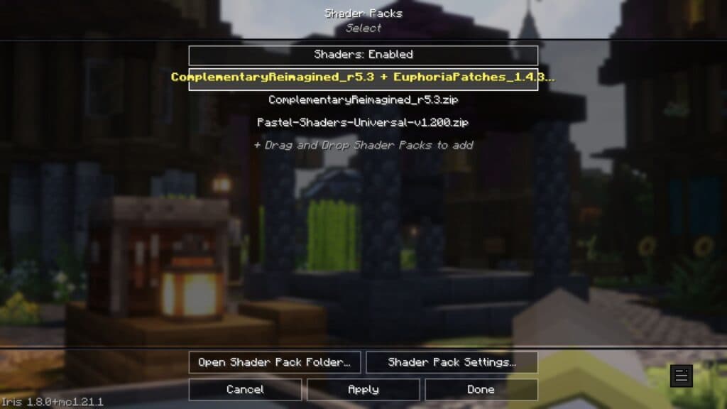 Most shaders also have their own custom settings. (Screenshot via esports.gg)