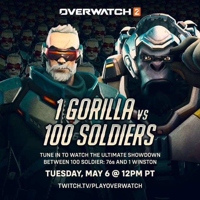 One gorilla against 100 soldiers in Overwatch 2 (Image via Blizzard Entertainment)