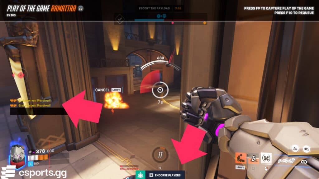 How Overwatch 2 endorsements typically work (Screenshot via esports.gg)