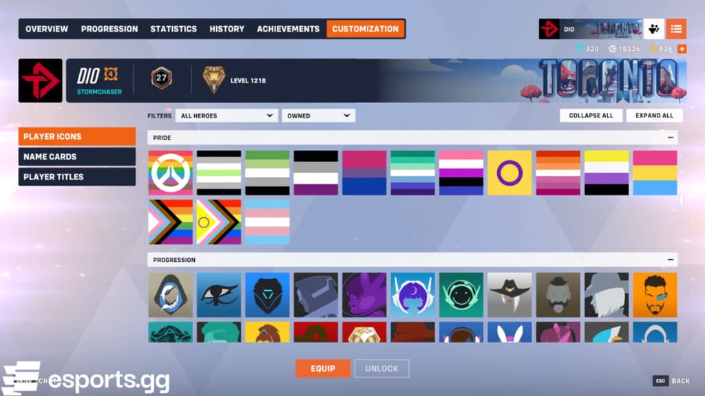 Overwatch 2 Pride player icons (Screenshot via esports.gg)