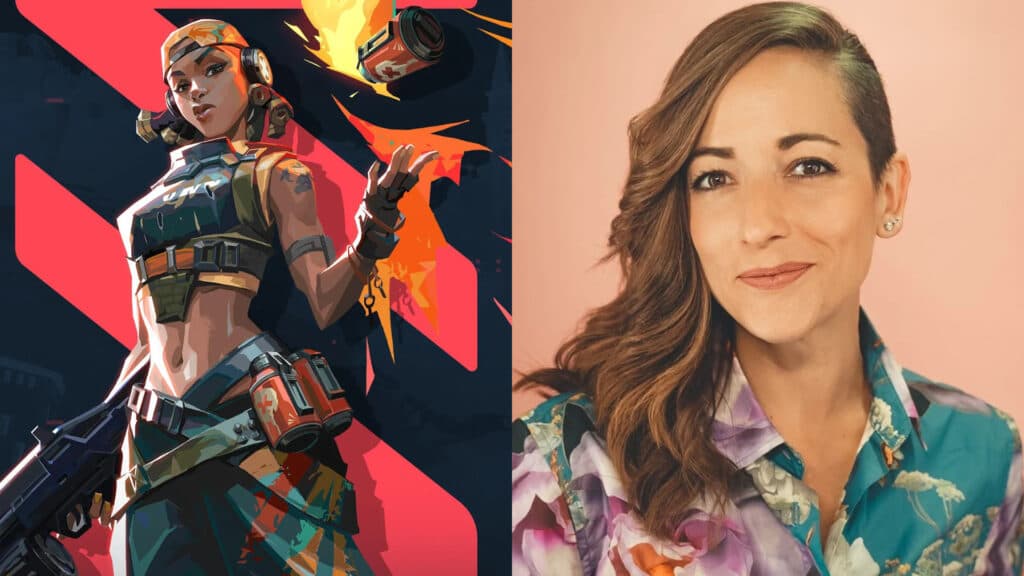 Raze and her voice actress Carolina Ravassa (Image via Riot Games / Carolina Ravassa's Agency)