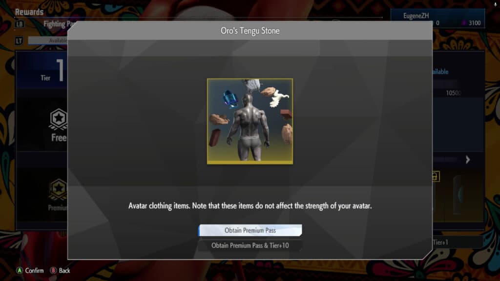 An SF6 avatar costume called Oro's Tengu Stone (Image via esports.gg)