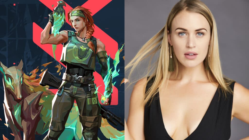 Skye and her voice actress Miranda O'Hare (Image via Riot Games / IMDb)