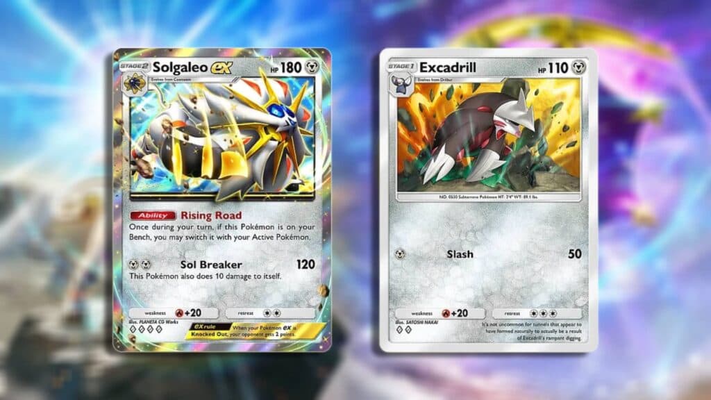 The main cards for the Solgaleo ex deck in Pokémon TCG Pocket (Image via esports.gg)