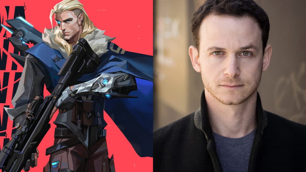 Sova and his voice actor Aaron Vodovoz (Image via Riot Games / IMDb)