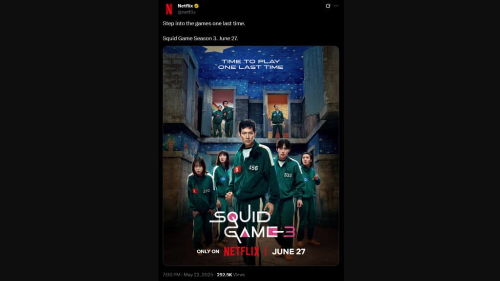 Squid Game Season 3 release date (Screenshot via esports.gg)