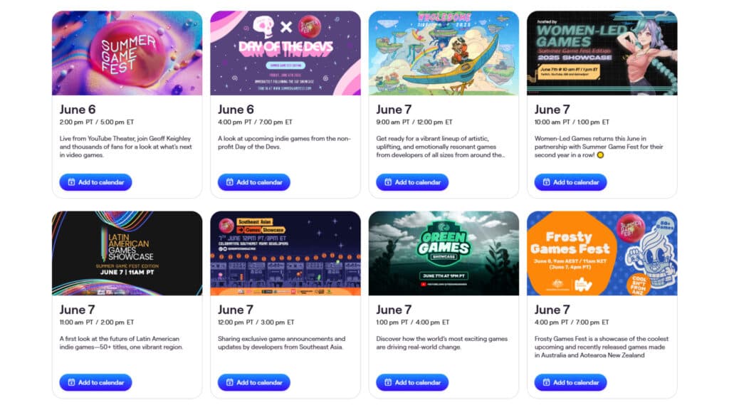 Summer Game Fest 2025 schedule (Image via Summer Game Fest)