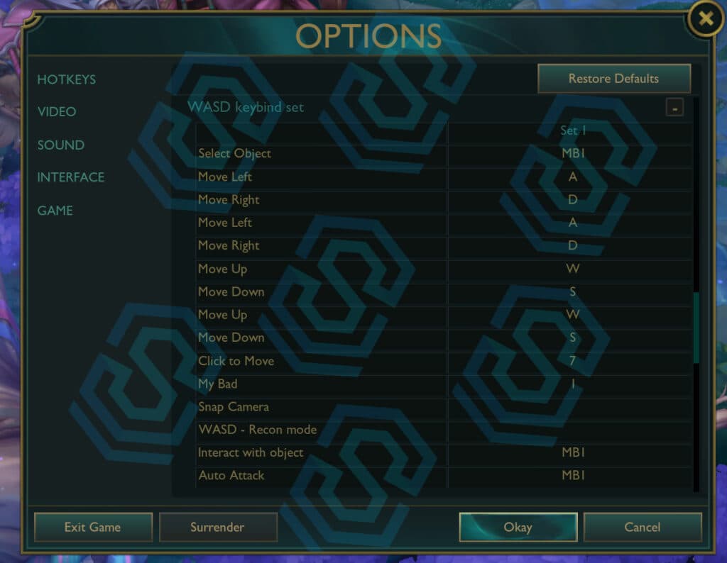 WASD keybind set in League of Legends (Image via SkinSpotlights)