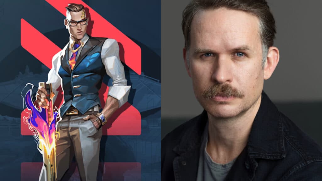 Chamber and his voice actor Hugo Pierre Martin (Image via Riot Games / Sonja Kelly)