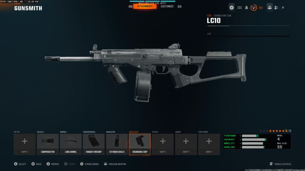 The LC10 loadout in Warzone. Screenshot by esports.gg