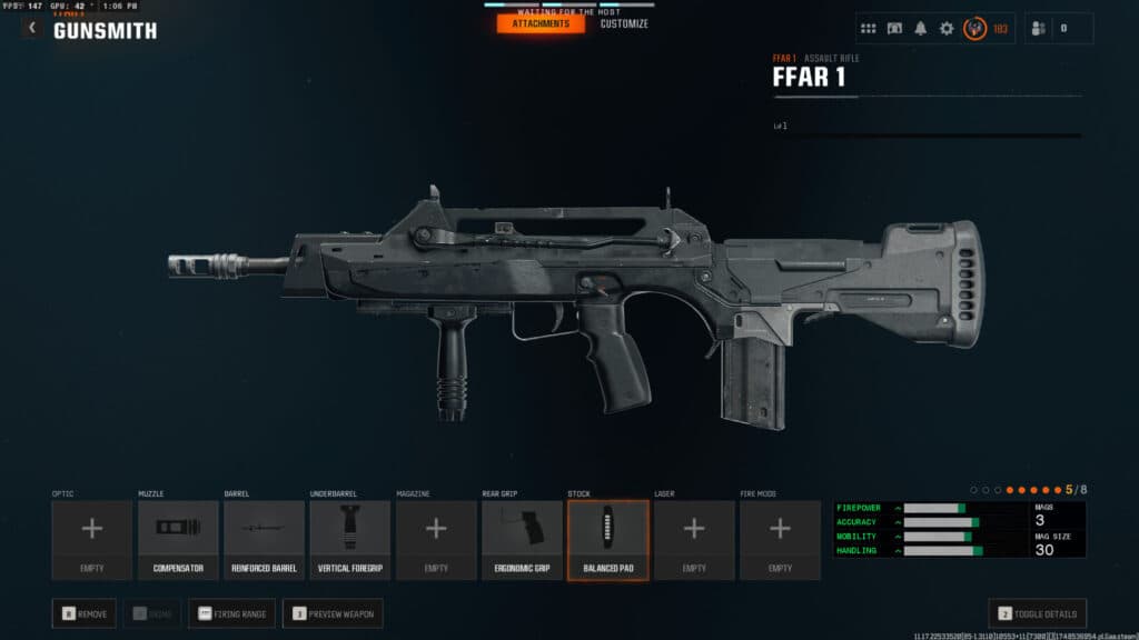 The FFAR 1 loadout in Black Ops 6. Screenshot by esports.gg