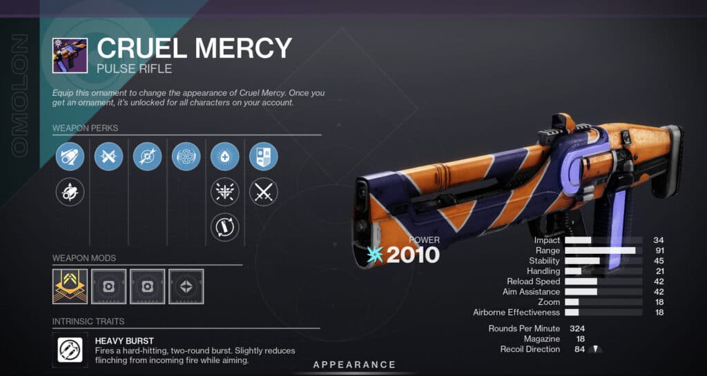 The Omolon foundry makes a return with Cruel Mercy. (Screenshot by esports.gg)