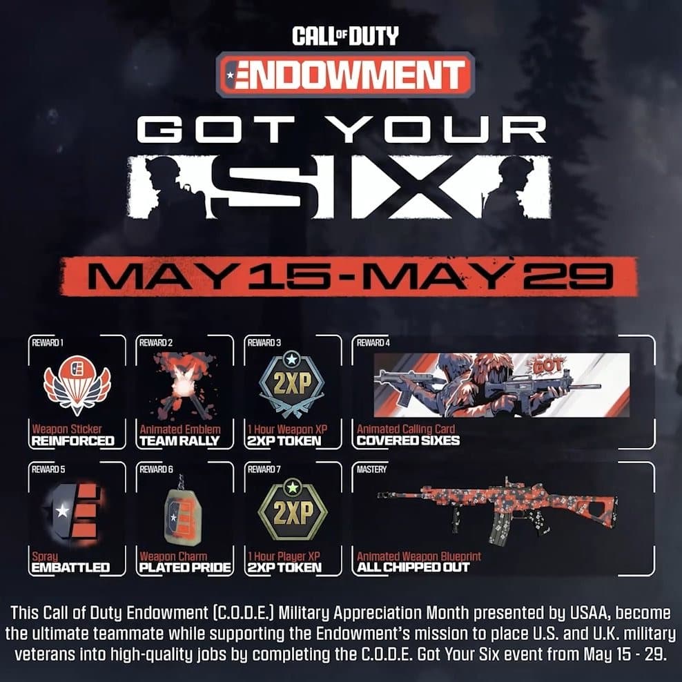 The Got Your Six event rewards. Image via Activision