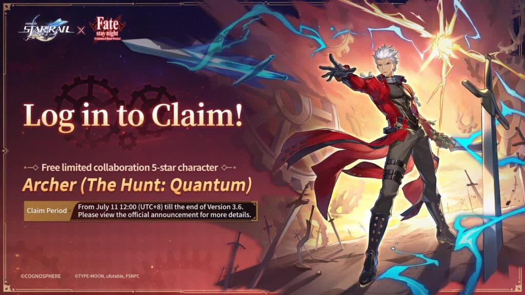 Claim Archer for free by logging onto Honkai Star Rail within the claim period (Image via HoYoverse)