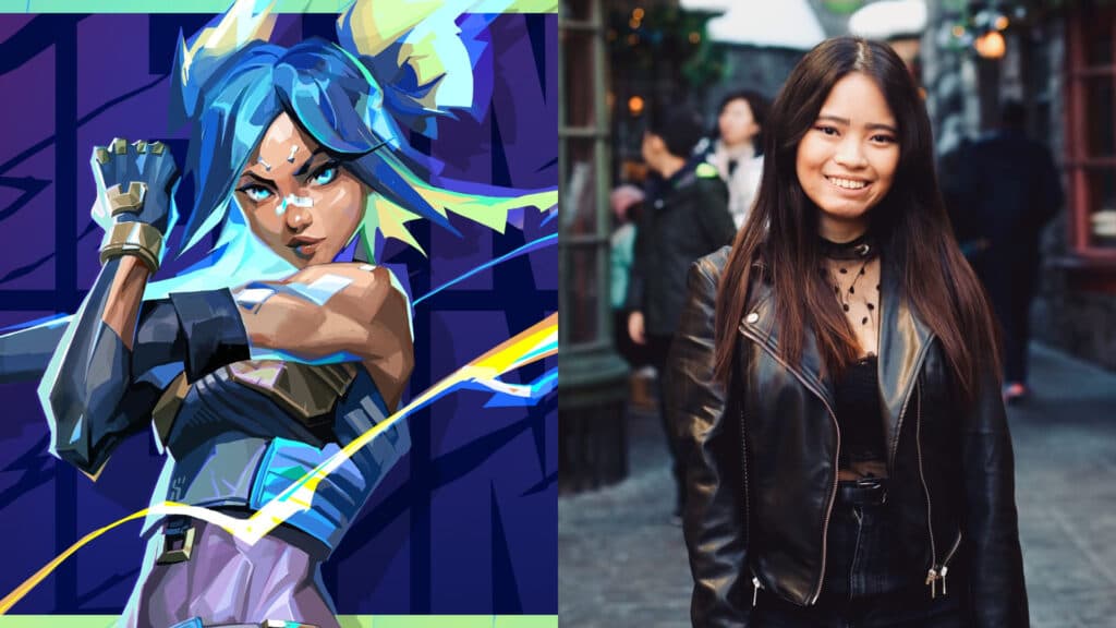 Neon and her voice actress Vanille Velasquez (Image via Riot Games / Vanille Velasquez's Instagram)