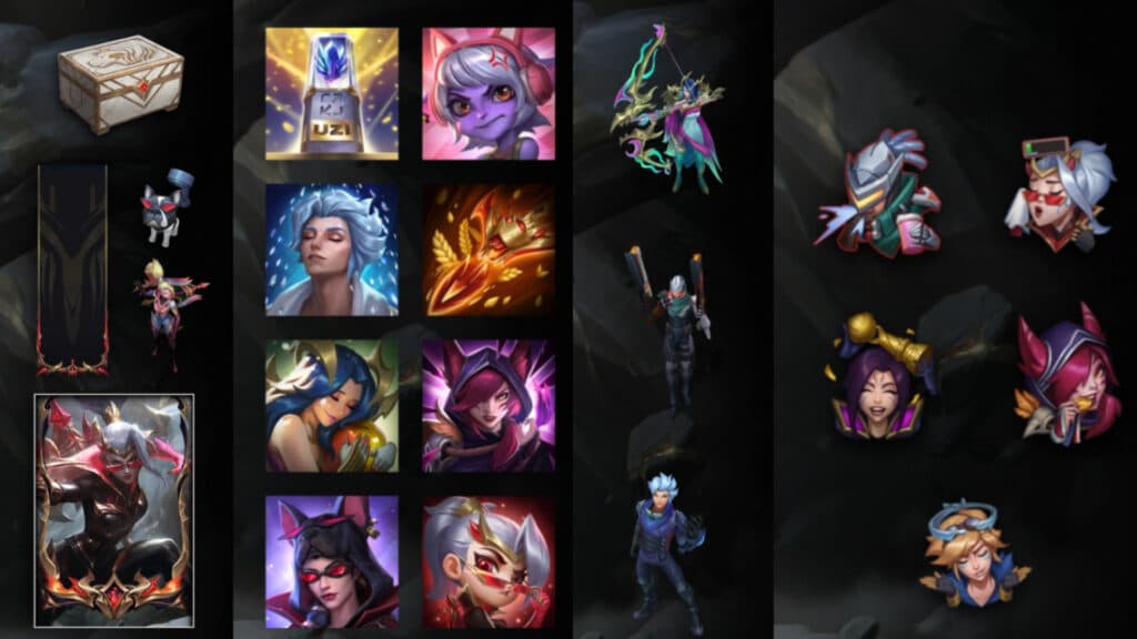 Some of the Hall of Legends Uzi Battle Pass rewards (Image via Riot Games)