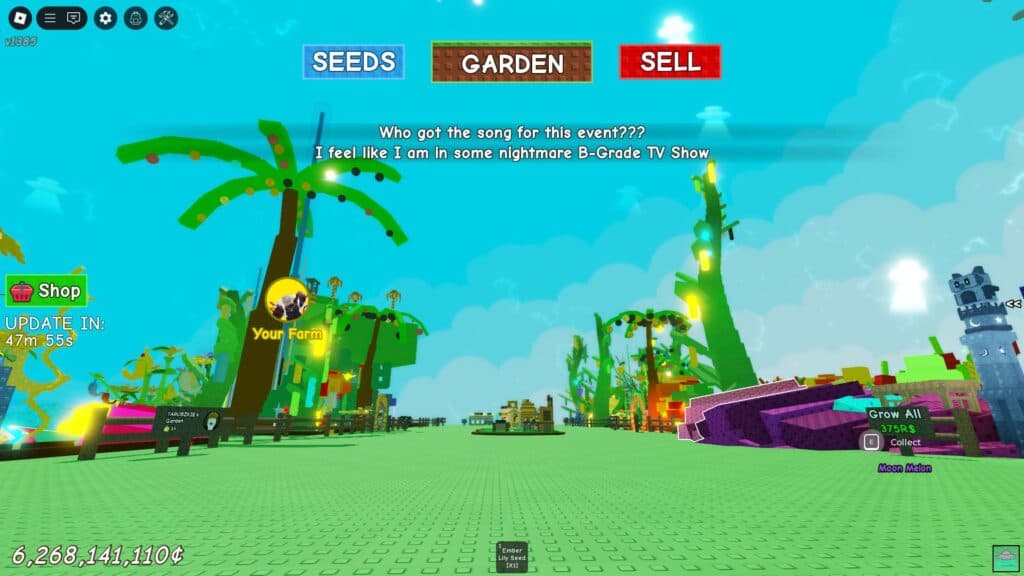 Alien Invasion in Grow a Garden (Screenshot via esports.gg)