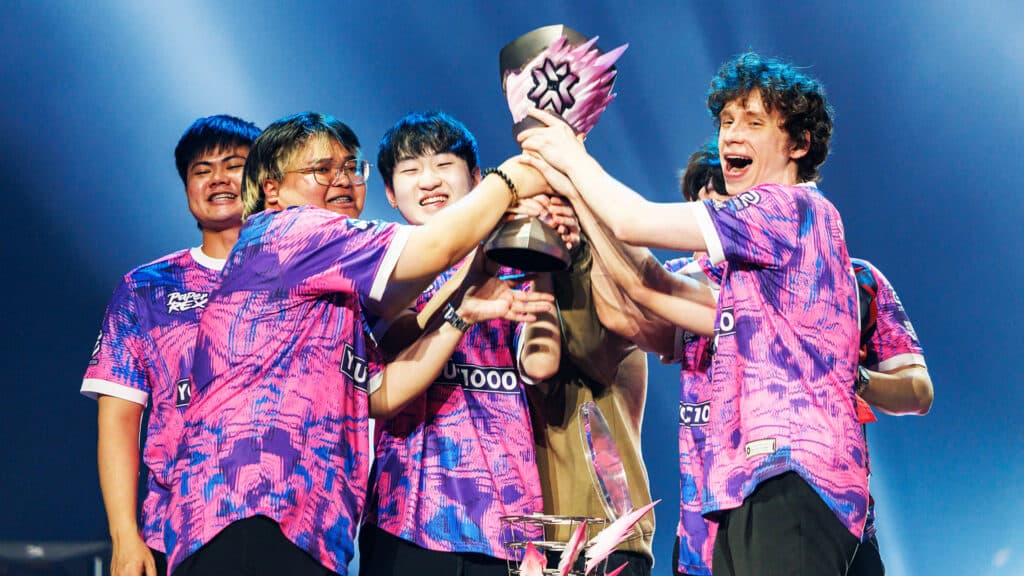 Paper Rex players lift the Masters Toronto trophy (Image via Riot Games)