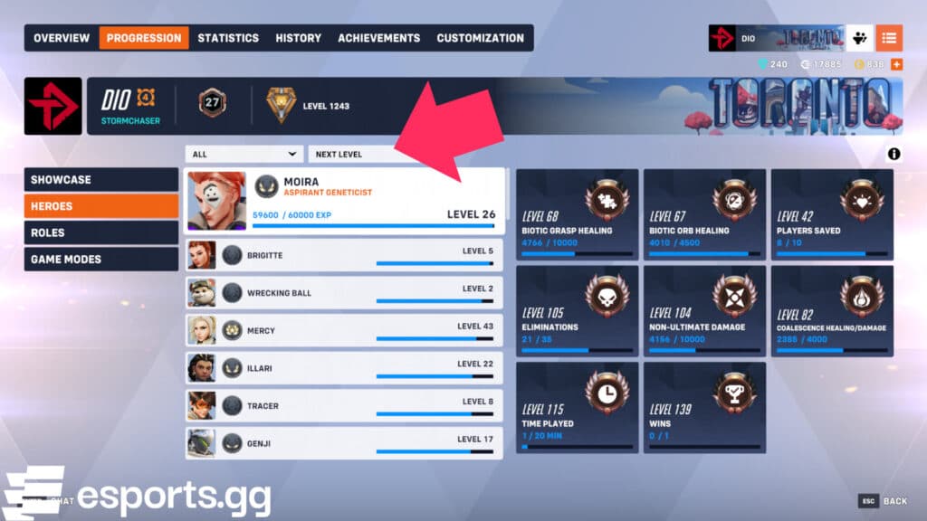 How to check your progression in Overwatch 2 (Screenshot via esports.gg)