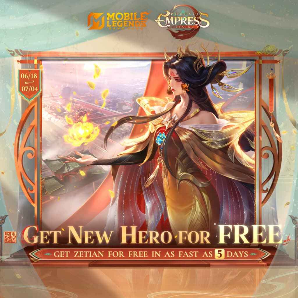 You can get the new MLBB hero Zetian free in just 5 days. (Image via MOONTON Games)
