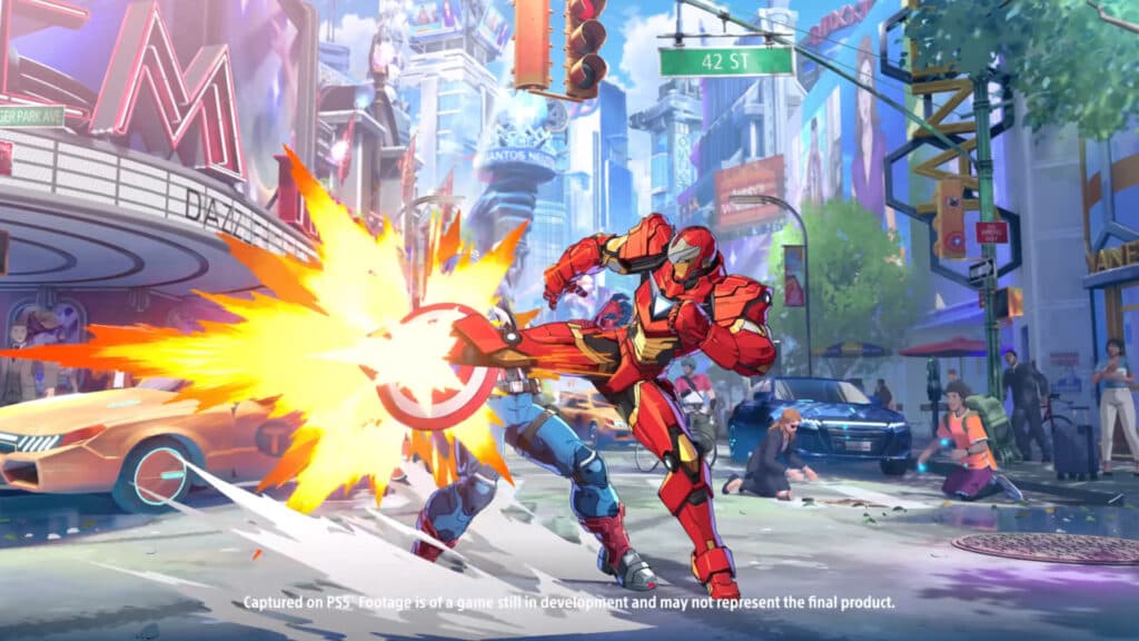Captain America versus Iron Man in Marvel Tokon (Image via Arc System Works)