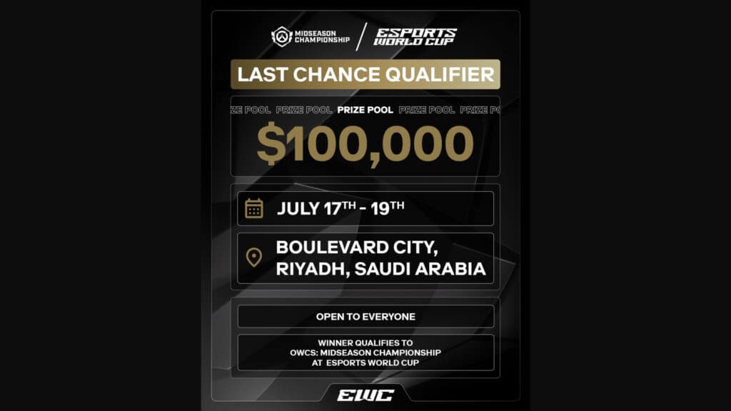 OWCS Midseason Championship LCQ 2025 information (Image via EWC)