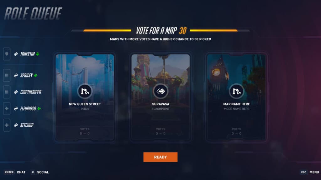 Map voting in Overwatch 2 (Image via Blizzard Entertainment)