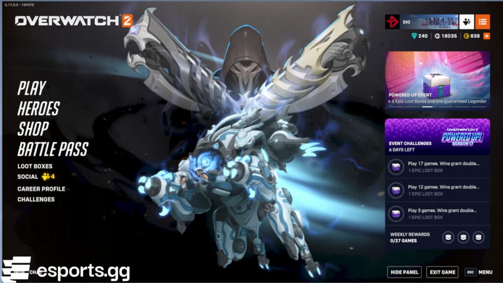 The Overwatch 2 Season 17 mythics go to Reaper and D.Va (Screenshot via esports.gg)