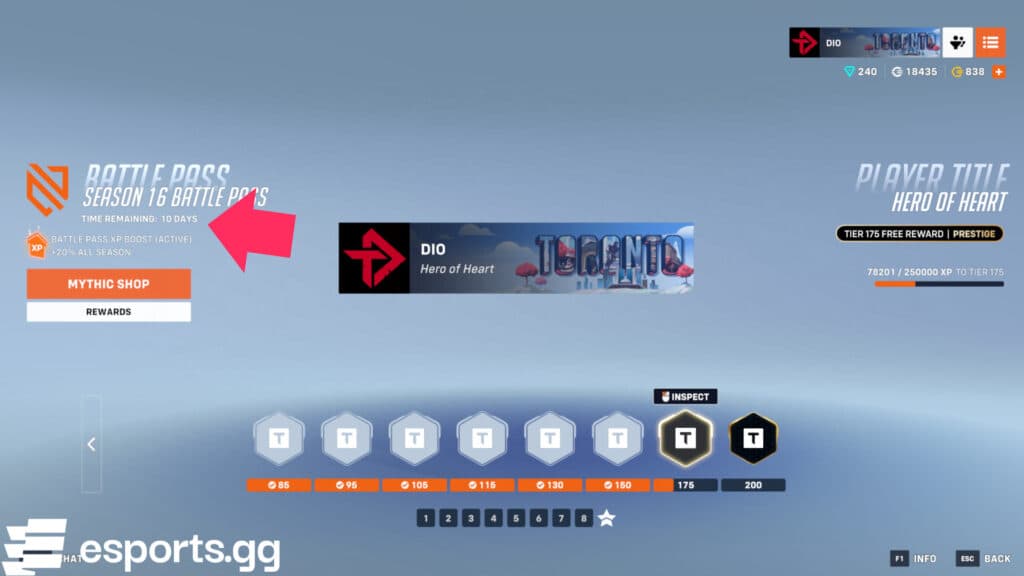 The current Battle Pass also tells you the Overwatch 2 Season 17 release date (Screenshot via esports.gg)