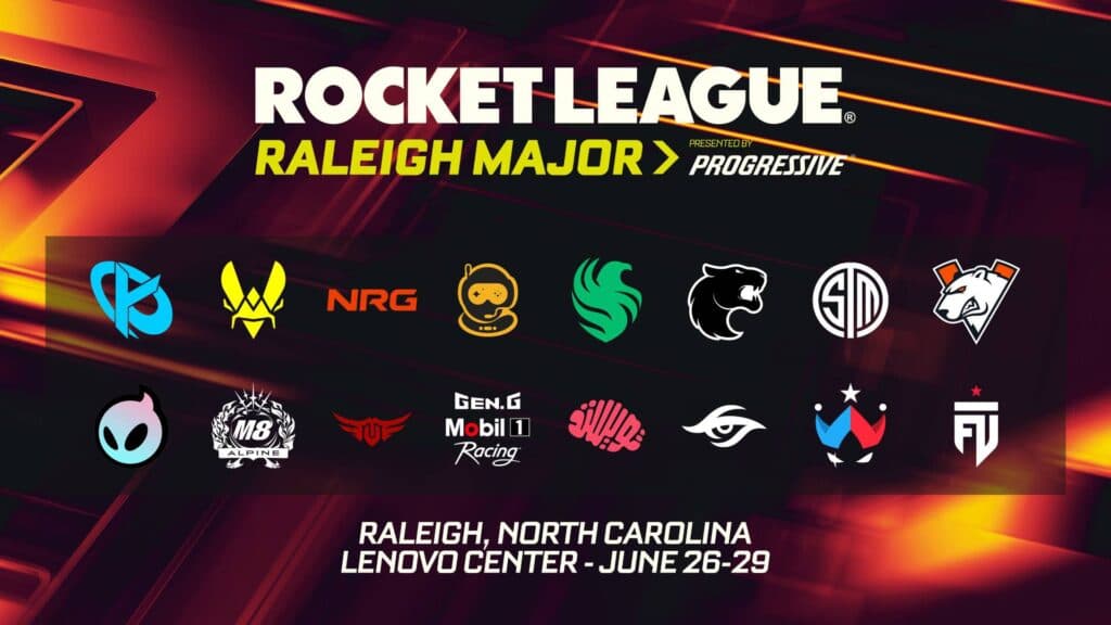 The RLCS 2025 Raleigh Major teams (Image via Rocket League Esports)