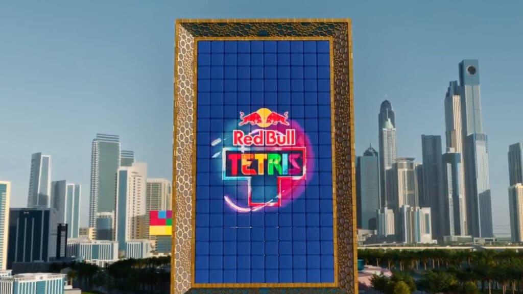 The Red Bull Tetris World Final 2025 event will feature a show with over 2,000 drones above the Dubai Frame (Image via Red Bull)