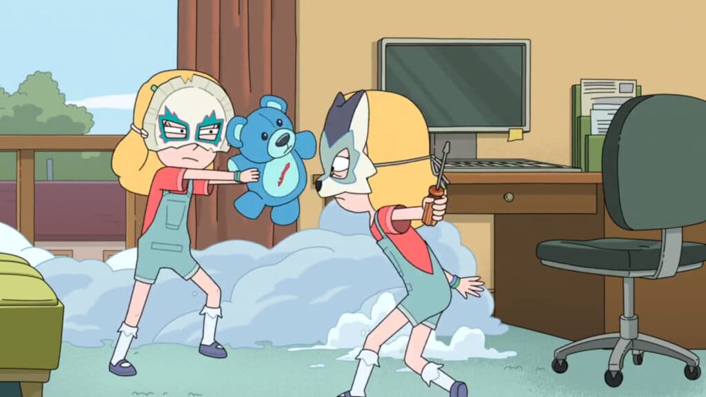 Beth and Space Beth fighting each other (Image via Adult Swim)
