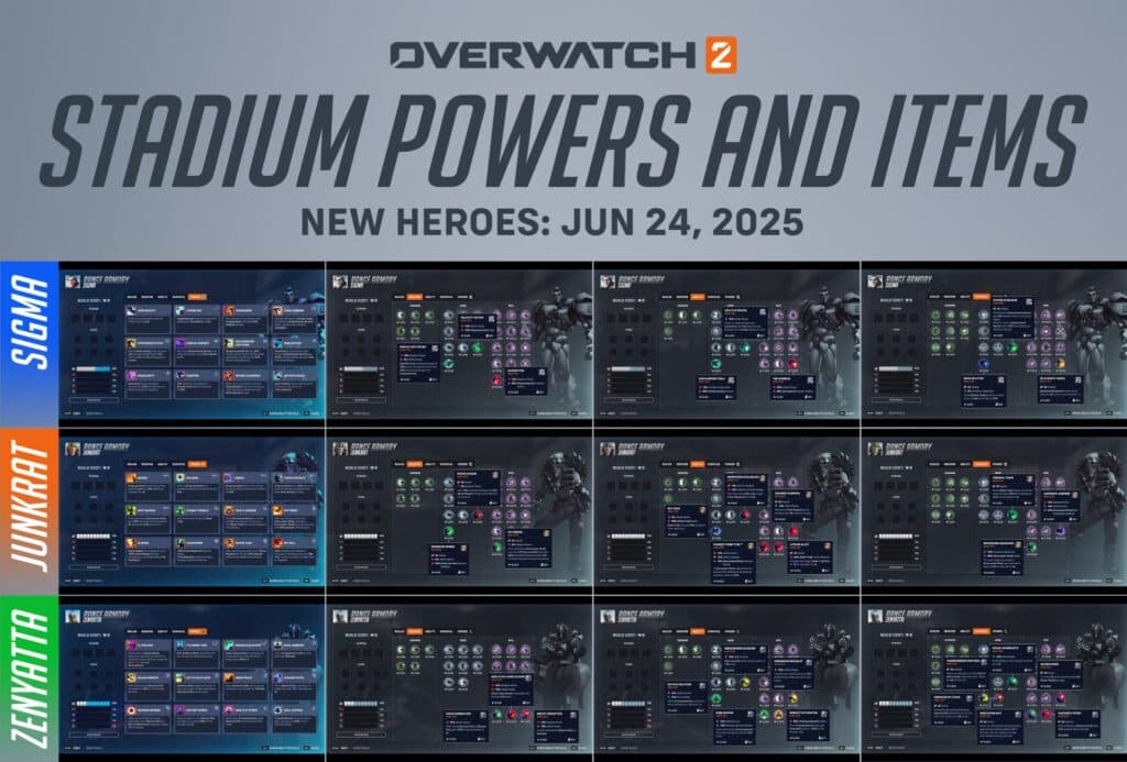 New Stadium heroes and powers (Image via Blizzard Entertainment)