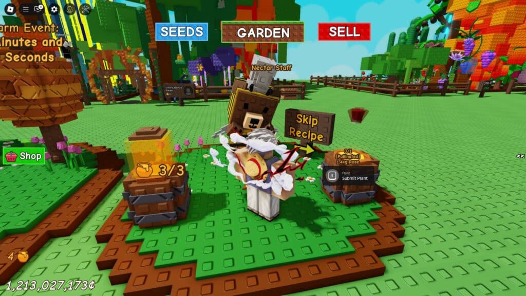 Submitting Honey and a crop to Bizzy Bear (Screenshot via esports.gg)